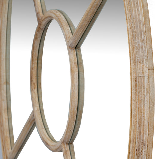 Washed Wood Round Window Mirror