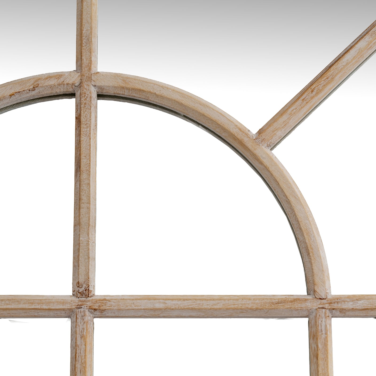 Washed Wood Arched Window Mirror