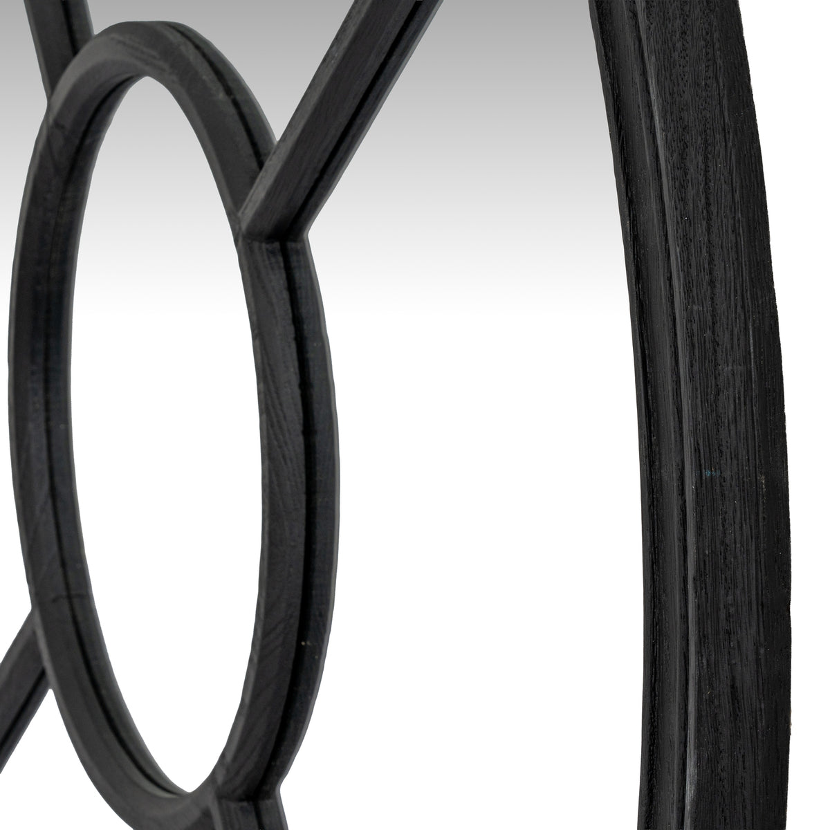 Black Wood Round Window Mirror