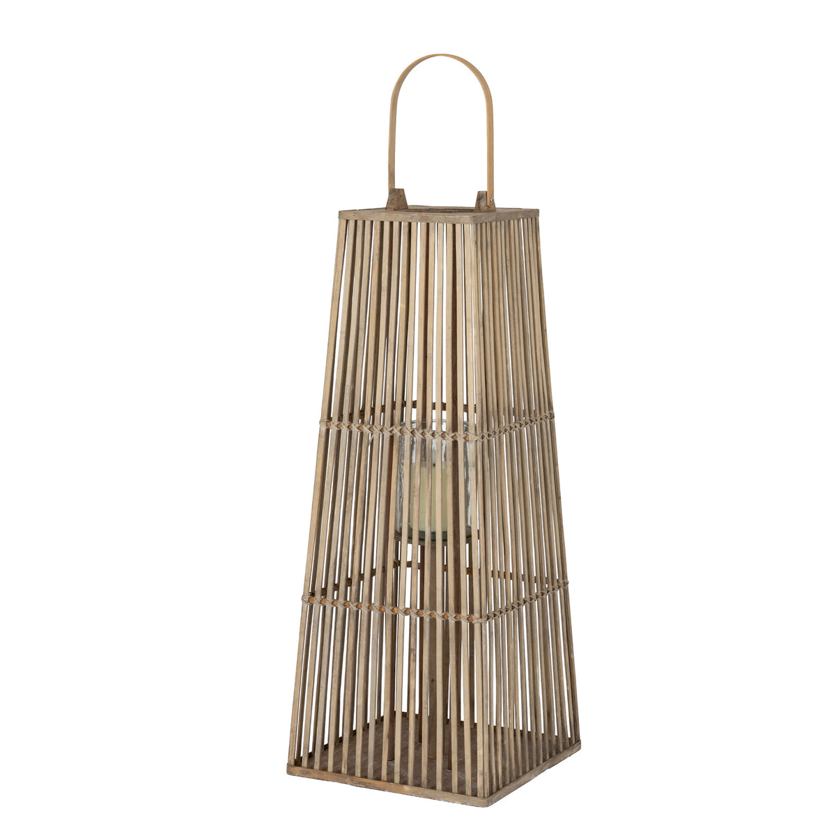 Large Silo Wicker Lantern With Glass Holder