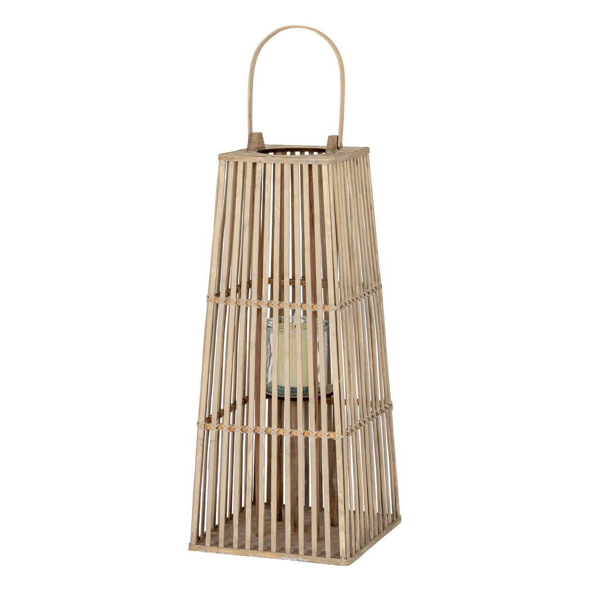 Medium Silo Wicker Lantern With Glass Holder