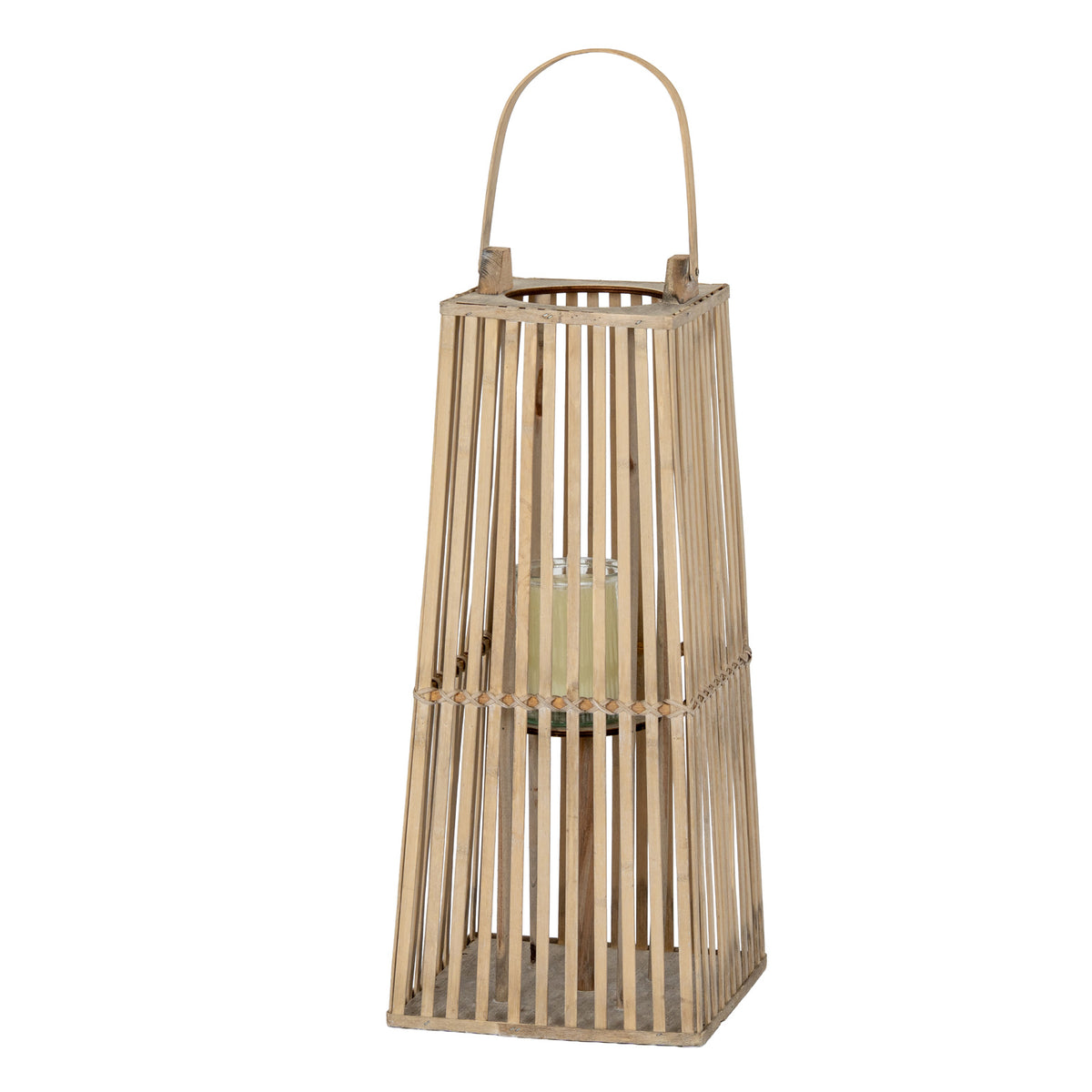 Small Silo Wicker Lantern With Glass Holder