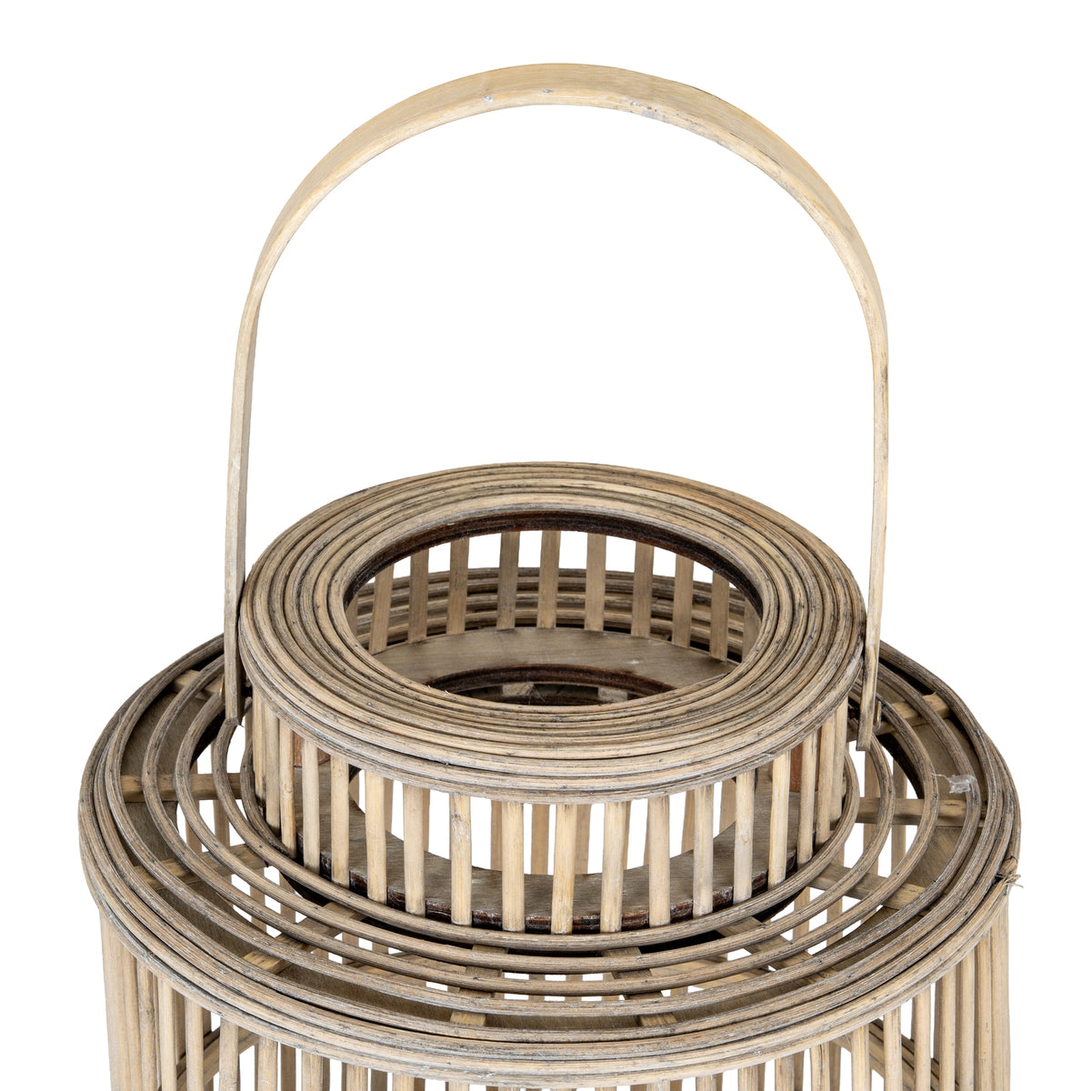 Cylinder Wicker Lantern With Glass Holder