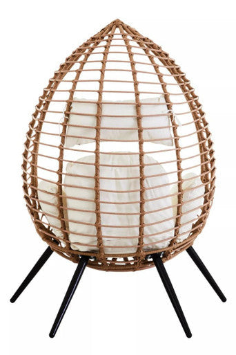 Goa Natural Rattan Effect Egg Chair with Cream Cushions