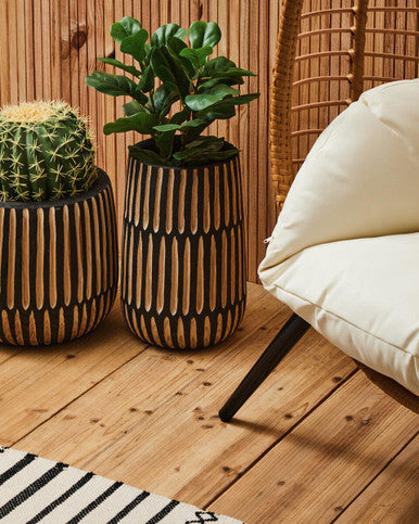 Goa Natural Rattan Effect Egg Chair with Cream Cushions
