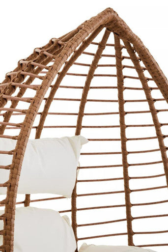 Goa Natural Rattan Effect Egg Chair with Cream Cushions
