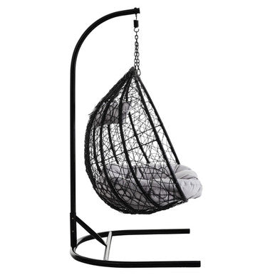Goa Black Rattan Effect Double Hanging Egg Chair with Sledge Base