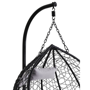 Goa Black Rattan Effect Double Hanging Egg Chair with Sledge Base