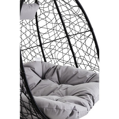 Goa Black Rattan Effect Double Hanging Egg Chair with Sledge Base