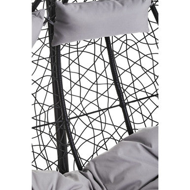 Goa Black Rattan Effect Double Hanging Egg Chair with Sledge Base