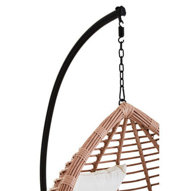 Goa Natural Rattan Effect Hanging Egg Chair with Cream Cushions
