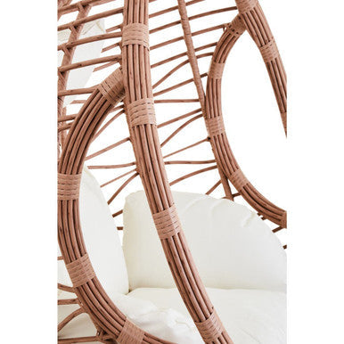 Goa Natural Rattan Effect Hanging Egg Chair with Cream Cushions