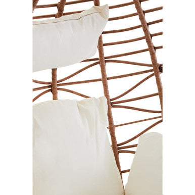 Goa Natural Rattan Effect Hanging Egg Chair with Cream Cushions