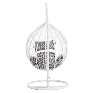 Goa White Rattan Effect Hanging Egg Chair with Cutout Sides