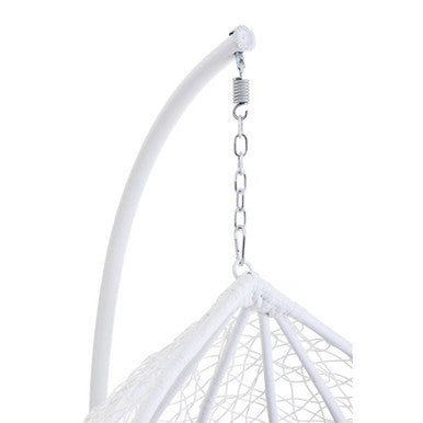 Goa White Rattan Effect Hanging Egg Chair with Cutout Sides
