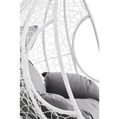 Goa White Rattan Effect Hanging Egg Chair with Cutout Sides