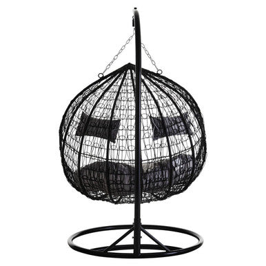 Goa Black Rattan Effect Double Hanging Egg Chair with Round Base