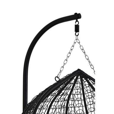 Goa Black Rattan Effect Double Hanging Egg Chair with Round Base