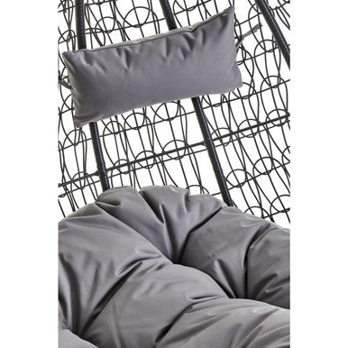 Goa Black Rattan Effect Double Hanging Egg Chair with Round Base
