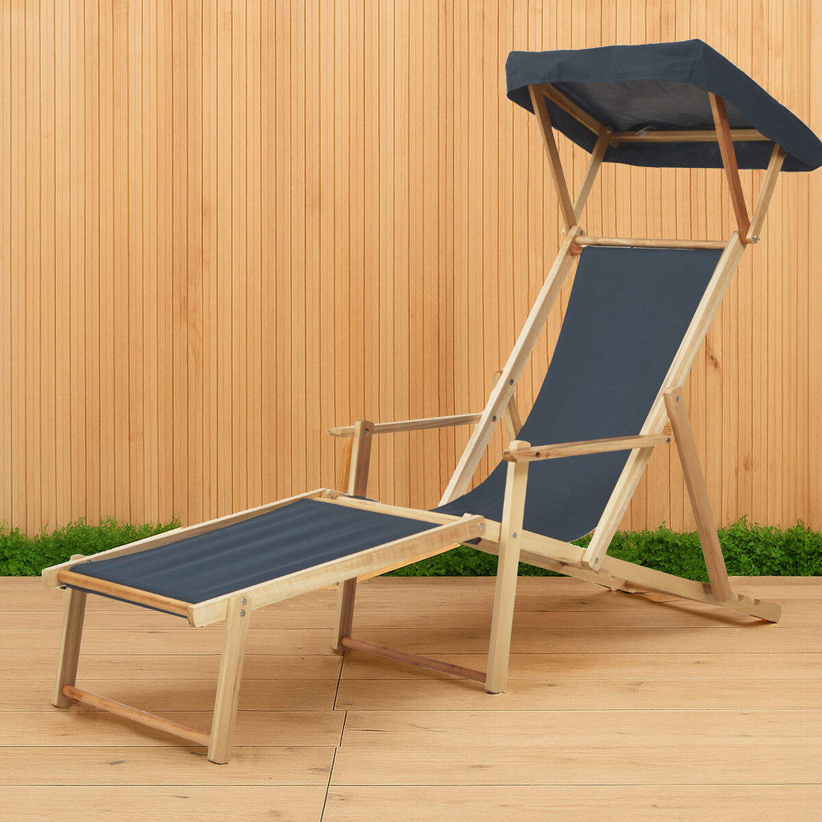 Beauport Khaki Lounger with Wooden Frame