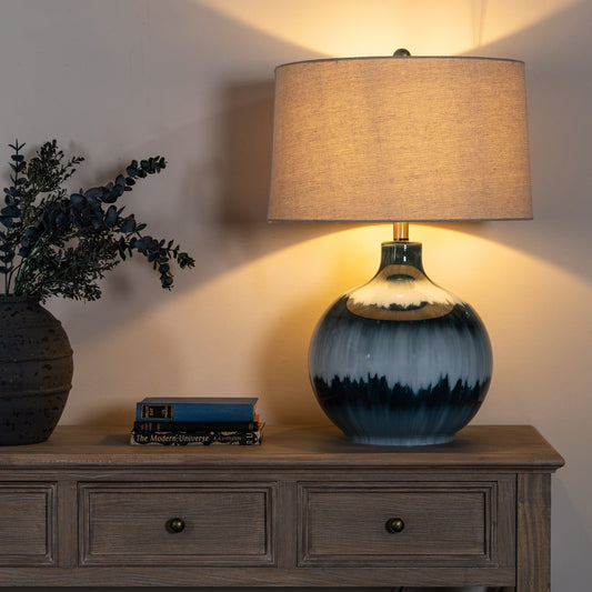 Ocean Shadows Table Lamp With Linen Shade