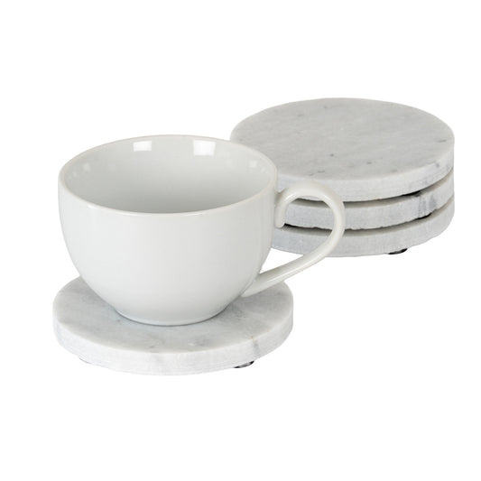 Set of Four Round Marble Coasters