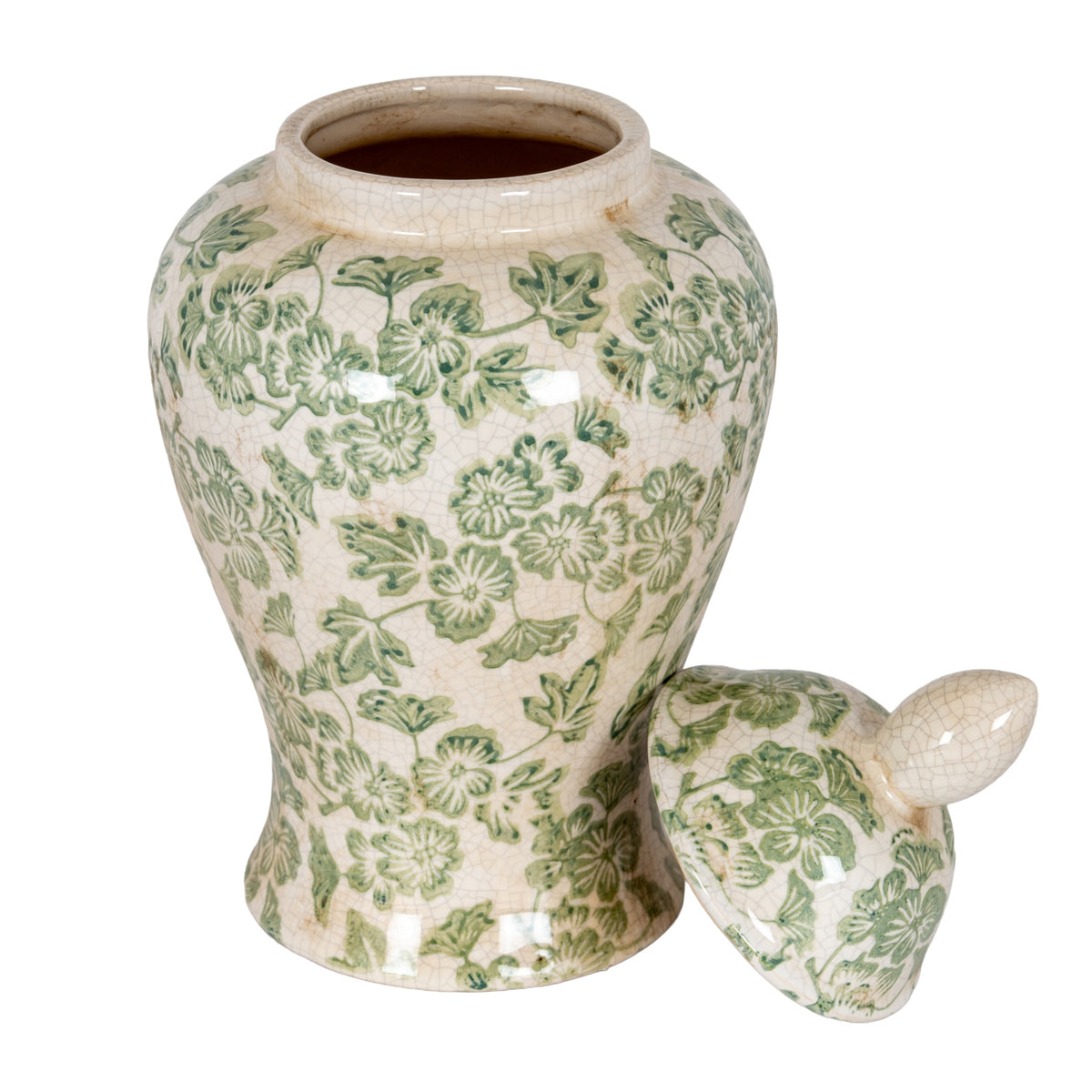 Green Clover Ceramic Ginger Jar