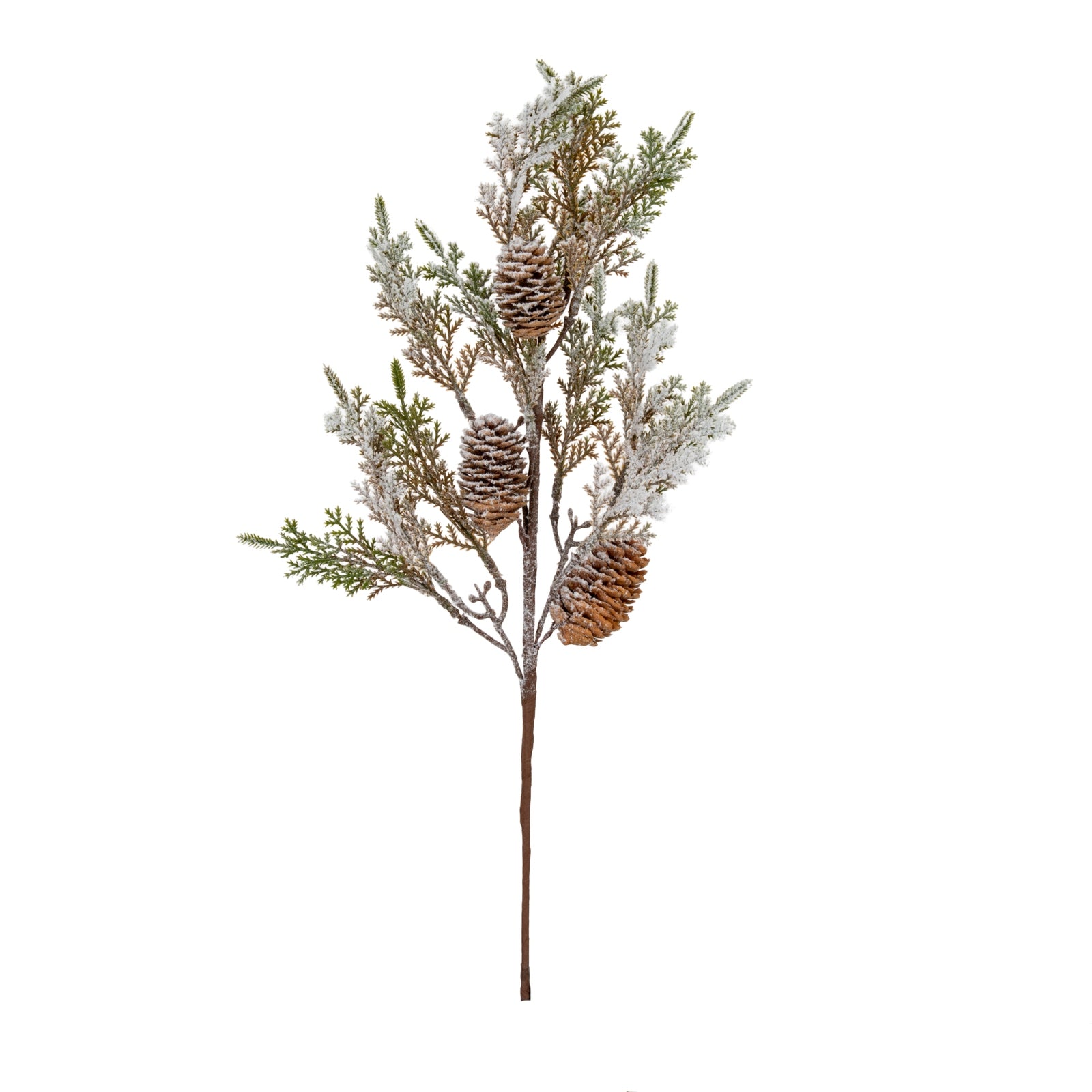 Large Frosted Cypress Fir Branch Spray With Pinecones