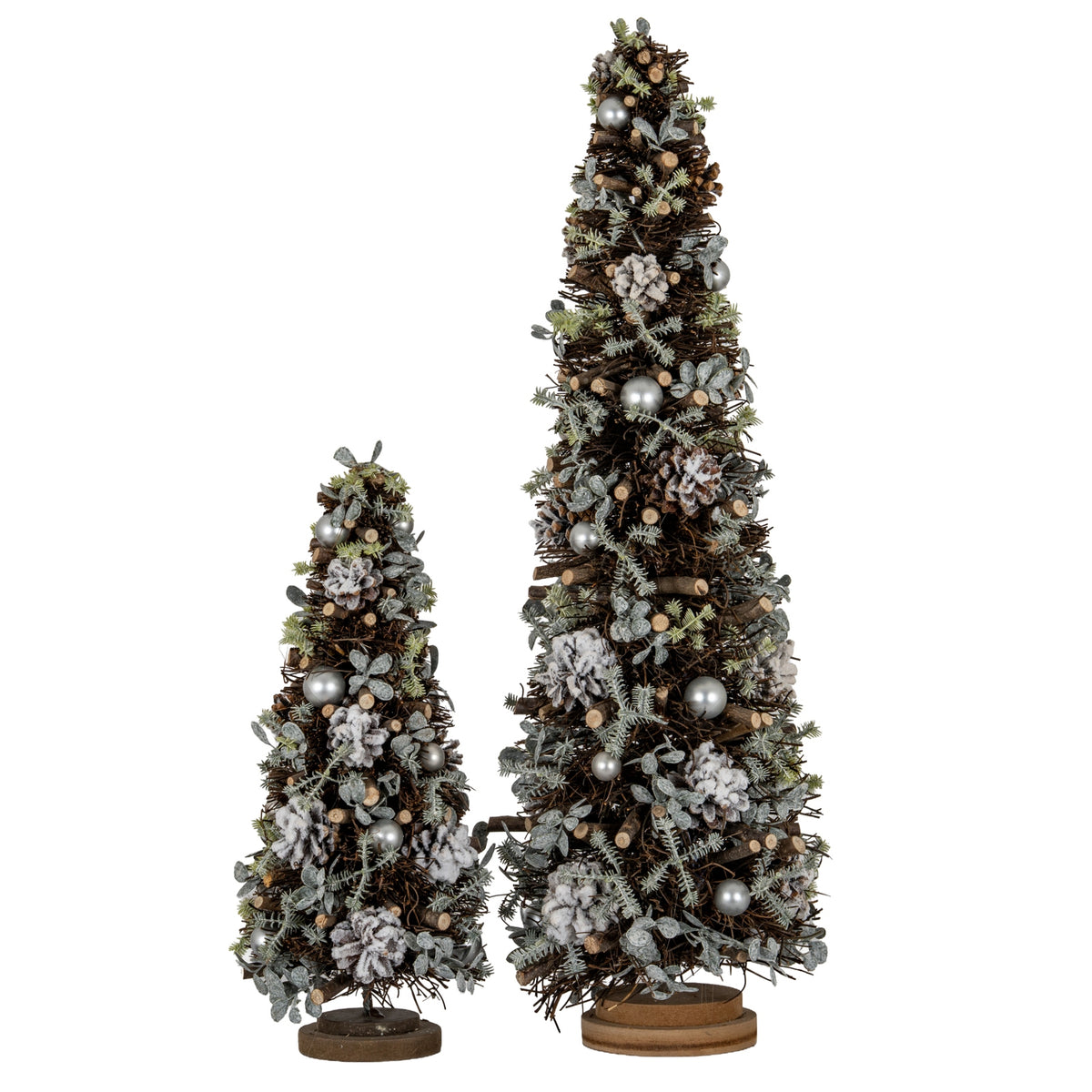 Large Frosted Forest Tree With Pinecones And Pearls