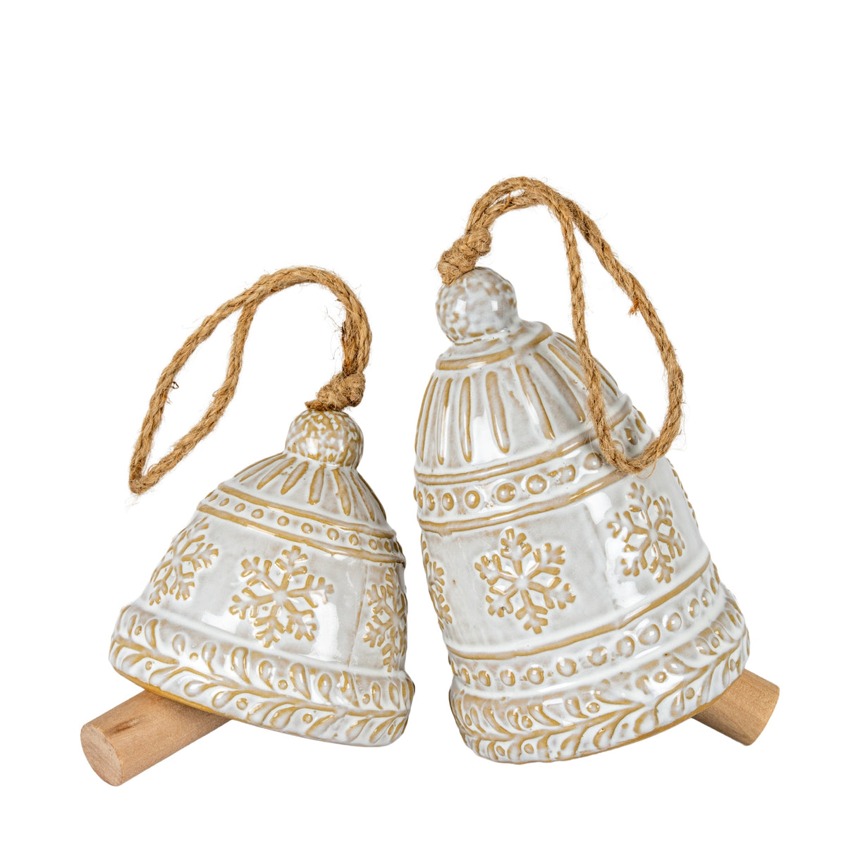Ceramic Bell Tree Ornament With Snowflake Detail