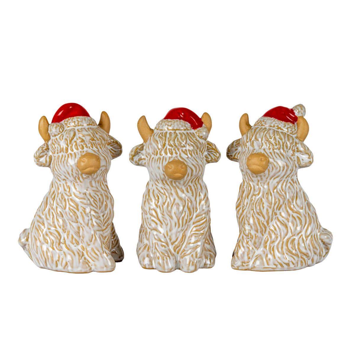 Merry Moo Ceramic Cow Ornament Gazing Left