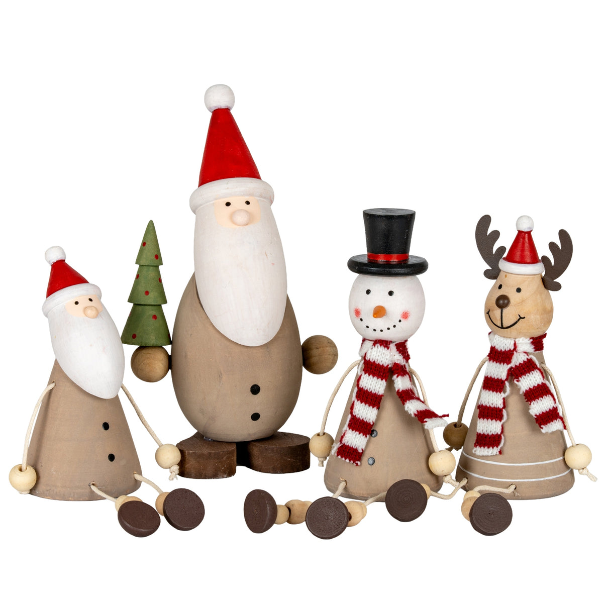 Wooden Jolly Sitting Santa Decoration