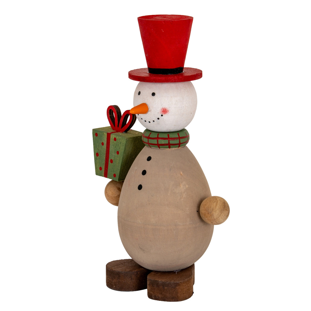 Wooden Snowman with Present
