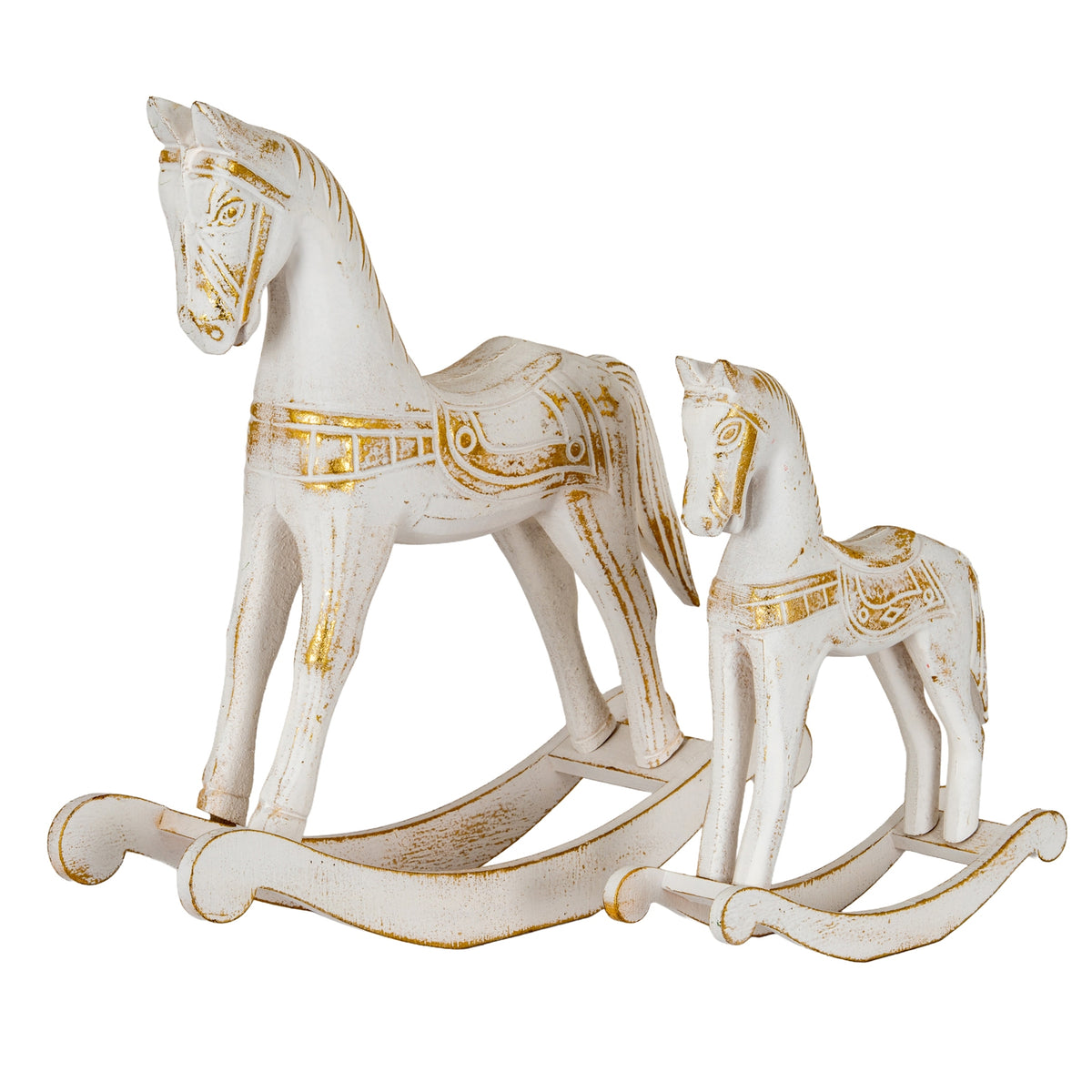 Small Whitewashed Wooden Rocking Horse