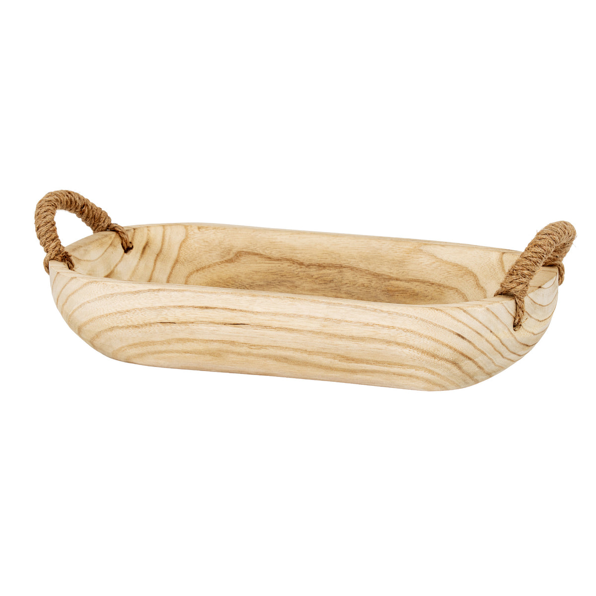 Set Of 2 Artisan Deep Rectangular Trays With Rope Handles