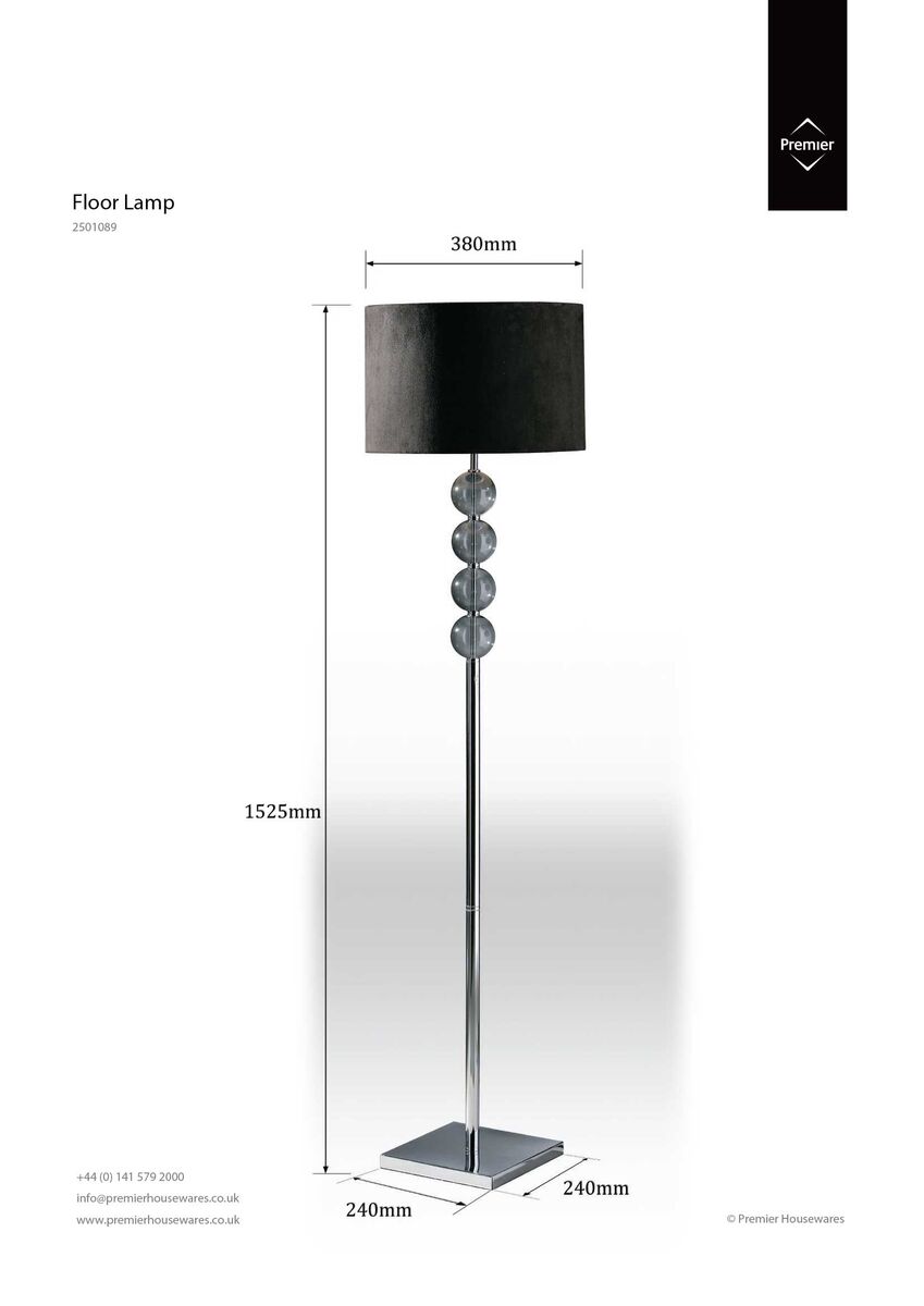 Black Suede Effect Shade Floor Lamp | Mistro