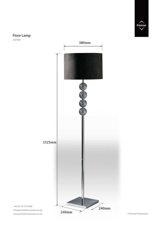 Black Suede Effect Shade Floor Lamp | Mistro