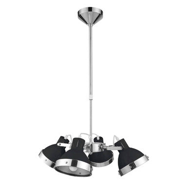 Black Shade and Chrome 4 Light Pendant Light | Jasper