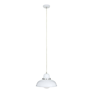 White Finish Pendant Light with Chrome Detail | Jasper