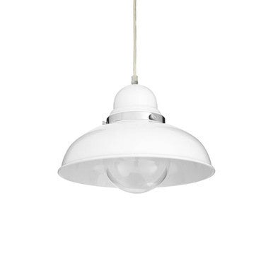 White Finish Pendant Light with Chrome Detail | Jasper