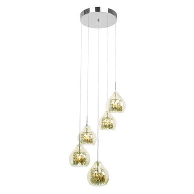 Smoked Glass and Chrome 5 Pendant Light | Moire