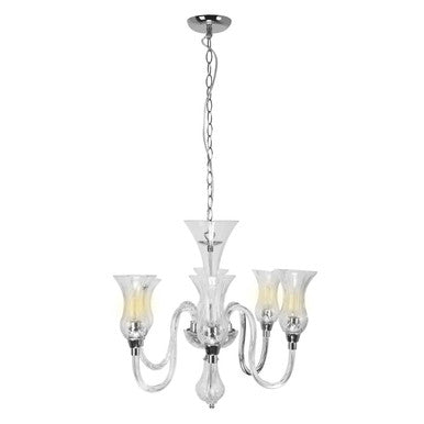 Glass And Chrome 6 Arm Chandelier | Abelia