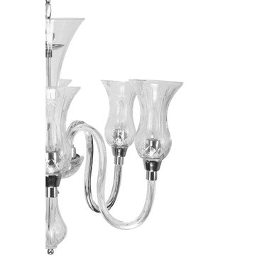 Glass And Chrome 6 Arm Chandelier | Abelia