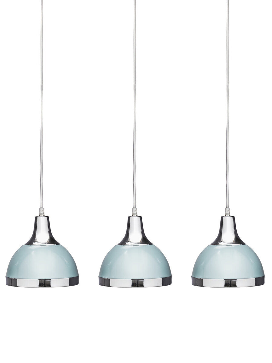 Three Shutter Blue and Chrome Shade Pendant Light | Vermont