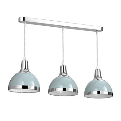 Three Shutter Blue and Chrome Shade Pendant Light | Vermont