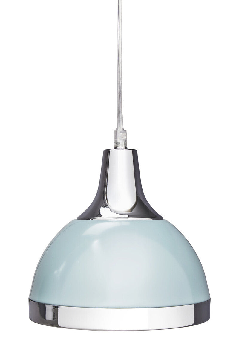 Three Shutter Blue and Chrome Shade Pendant Light | Vermont