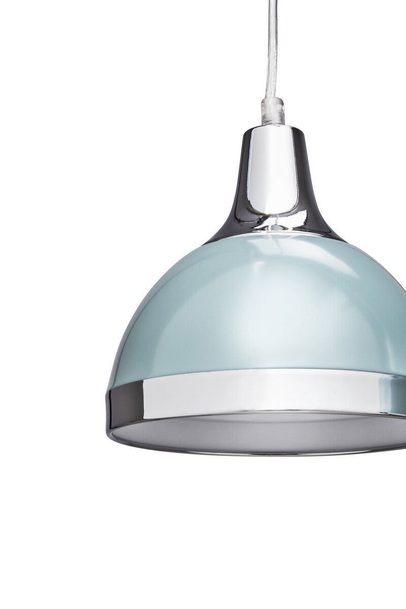 Three Shutter Blue and Chrome Shade Pendant Light | Vermont