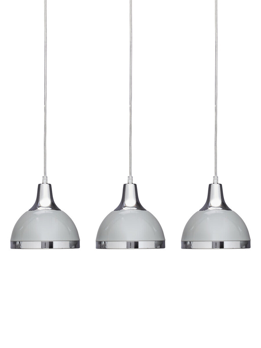 Three Shutter Grey and Chrome Shade Pendant Light | Vermont