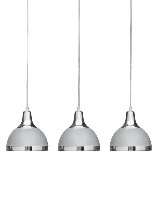 Three Shutter Grey and Chrome Shade Pendant Light | Vermont