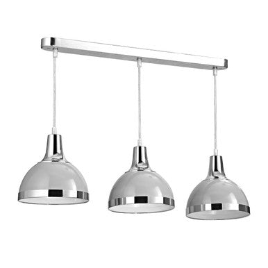 Three Shutter Grey and Chrome Shade Pendant Light | Vermont